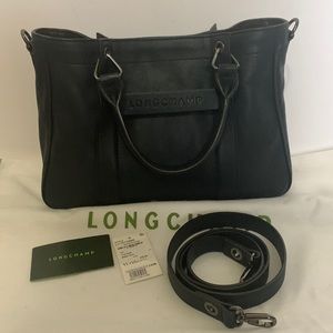 Longchamp 3D top handle leather satchel in Midnight Blue